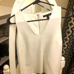 White pleated top with back zipper